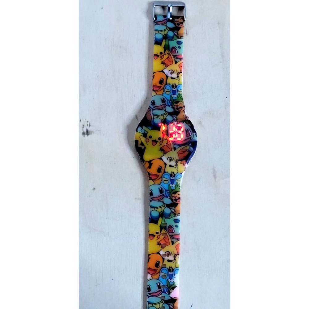 Pokemon Watch 2015 Light Up Digital Time Silicone All Over Print New Battery